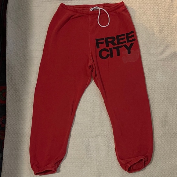 Freecity Vibrant Red Sweatpants with Logo - Picture 1 of 2